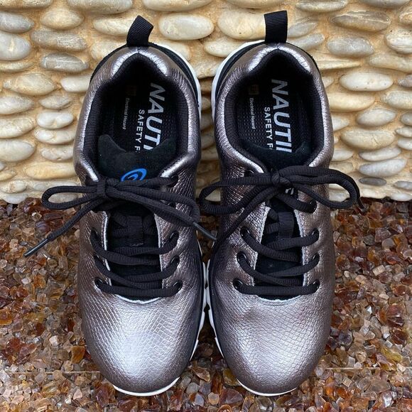 NIB New Nautilus Safety Footwear Spark CT Metallic Grey Silver Shoes 7.5M - Picture 6 of 16